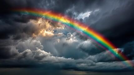 Wall Mural - a rainbow in the middle of a cloudy sky