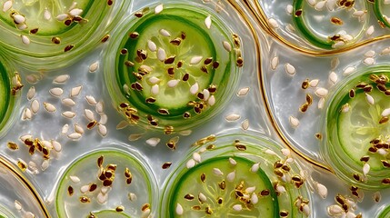 Wall Mural -   A plate of green and white food with seeds