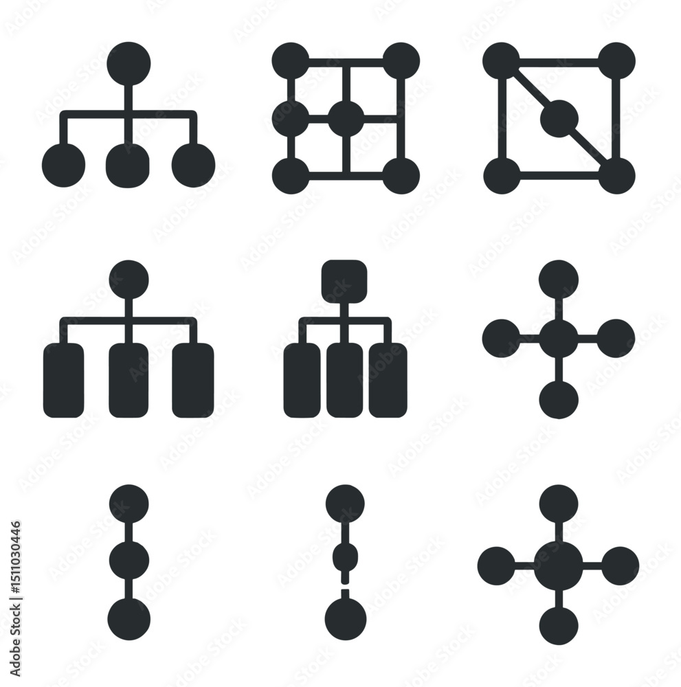 Organizational Structure Icons. Flat icon set of organizational ...