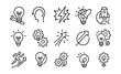 © Valentyna - Line style icons of innovation concepts: idea + execution, original approach, disrupt icon, idea to prototype, future-focused icon, system rethink, new logic, transformation spark, forward-thinking