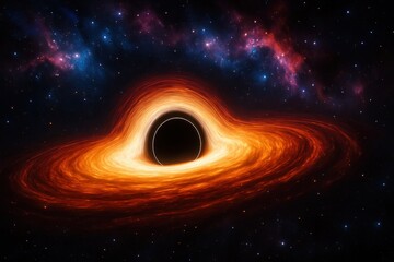 Wall Mural - mesmerizing cosmic scene of a supermassive black hole surrounded by a swirling accretion disk of sup