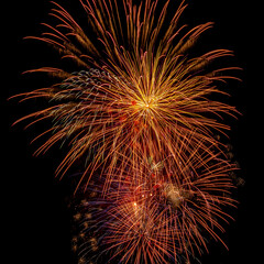 closeup of fireworks exploding