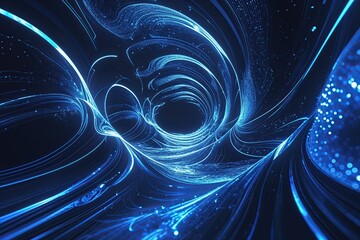 indigo vision backdrop with swirling digital waves and technical movement