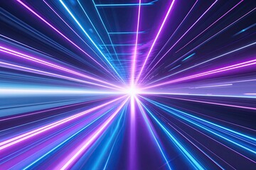 Wall Mural - panoramic high-speed technology concept with light abstract background and geometric speed motion in