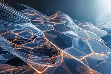 Stunning Hexagonal Overlap with Elegant Digital Lines and Advanced Network Design