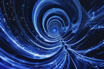 indigo vision digital backdrop with swirling waves and dynamic tech movement