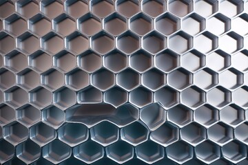 Wall Mural - metallic silver honeycomb aluminum background with illuminated design