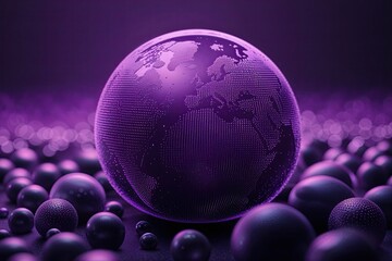 Wall Mural - vibrant purple halftone sphere background for contemporary technology and scientific innovations