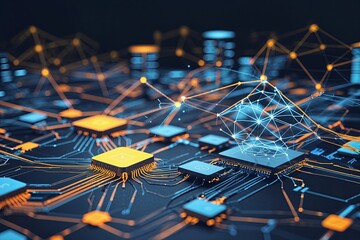 Wall Mural - stunning abstract technology network visualization