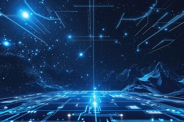 Wall Mural - vibrant abstract blue technology background with space light effects
