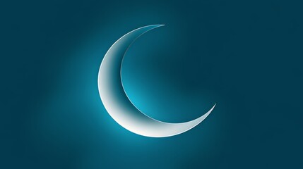 Wall Mural - a blue and white crescent moon. the moon is in the center of the image and is surrounded by a blue b