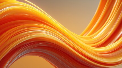 Wall Mural - glossy ribbon-like curves in fiery tones set against a soft beige background, emphasizing motion and