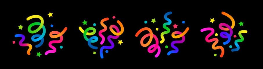 Poster - 3D Birthday Confetti Icon. Vector Element with Stars and Ribbons. Firecracker Celebrate Emoji. Carnival Confetti Explosion