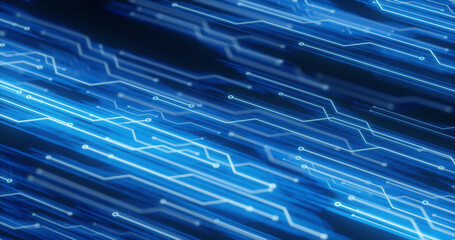 Wall Mural - futuristic blue circuit board background representing modern technology and digital connectivity. id