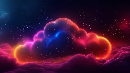 Wall Mural - Glowing cloud formation set against a starry background evokes a sense of wonder and cosmic energy. This vibrant art features rich colors, adding depth and visual interest to the celestial scene.