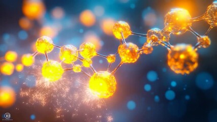 Wall Mural - abstract molecular structure with glowing spheres connected by lines set against a blurred backgroun