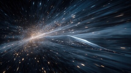 Wall Mural - A cosmic journey through a starfield with radiant light trails and nebulous formations.