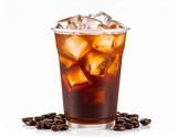 얼음이 가득 들어있는 커피 아이스 아메리카노 Coffee iced americano with lots of ice
