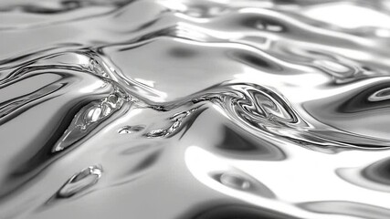 Wall Mural - abstract liquid silver metal texture with wavy surface and shiny reflections