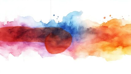 Wall Mural - abstract watercolor wash artwork with vibrant color palette against white background