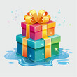 © arga - Colorful Gift Boxes Stacked with a Water Spill Illustration