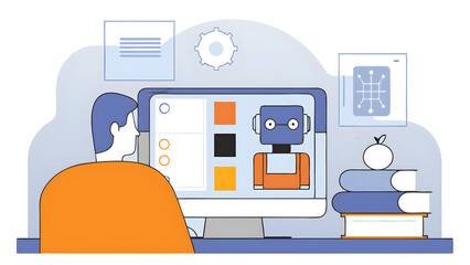 technology tool ai to help and support work man using the website or software for chatbot chat ai ge
