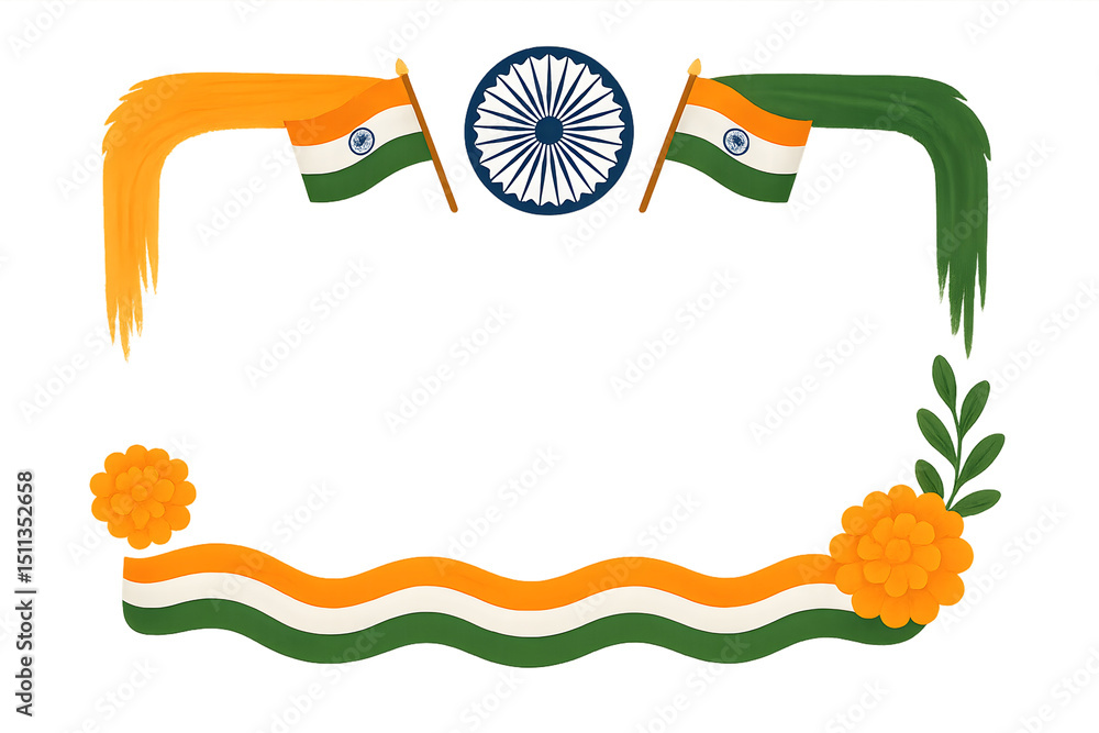 Indian flag frame for Independence Day of India greetings Stock ...