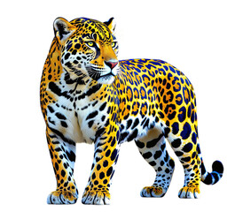 jaguar, isolated transparent background, tropical design element