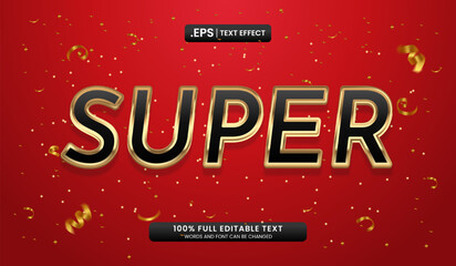 Canvas Print - Red background with gold confetti and the word super in black with a gold outline. Festive design suitable for celebrations and promotions.