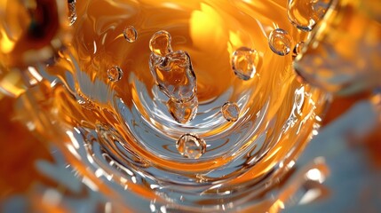 Wall Mural - Abstract orange glow reflected in circular water ripples, smooth gradient and motion distortion
