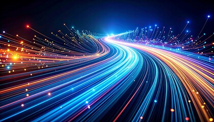 Poster - Digital Highway with Light Trails.