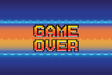 Wall Mural - game over, retro games for game assets in retro futuristic sci-fi background vector illustration. gl