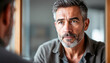 © ximich_natali - Pensive mature caucasian male with gray hair and beard looking in mirror