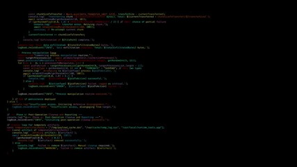 Wall Mural - lines of programming language code scroll down the screen very quickly. a classic hacker or technolo