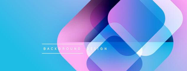 Aufkleber - Abstract geometric shapes overlap, creating vibrant blue, purple gradients. Modern design element for backgrounds, presentations.