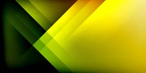Aufkleber - Abstract geometric design. Bright yellow, green hues contrast dark background. Diagonal lines create dynamic visual effect. Modern, vibrant composition.