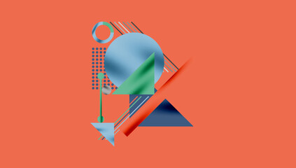 Leinwandbilder - Abstract geometric composition. Shapes overlap, creating dynamic visual interest. Soft colors, modern design elements present.