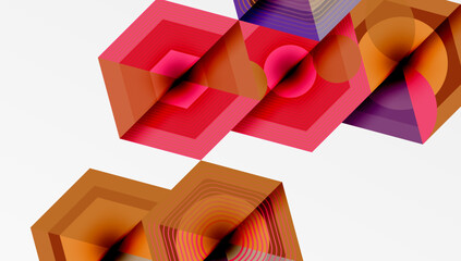 Leinwandbilder - Abstract geometric shapes, layered hexagons, vibrant colors. Modern design, clean lines, dynamic composition. Minimalist aesthetic.