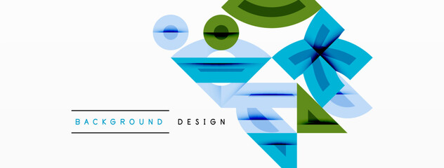 Poster - Abstract geometric shapes, blue, green, light colors. Modern design elements create dynamic visual composition. Minimalist style.