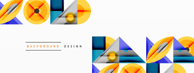 Poster - Abstract geometric patterns, vibrant colors, modern design elements. Shapes overlap creating dynamic visual texture. Clean lines, minimalist aesthetic.