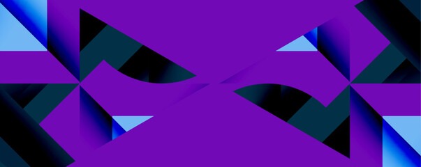 Leinwandbilder - Abstract geometric shapes, purple background, blue accents. Sharp angles create dynamic visual texture. Modern design elements present.