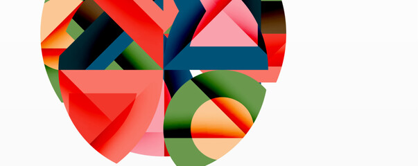 Leinwandbilder - Abstract geometric composition. Shapes overlap, creating vibrant colorful design. Modern art, digital illustration.