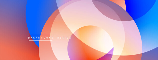 Leinwandbilder - Abstract colorful circles overlap. Gradient blends orange, blue, pink hues. Modern design element for backgrounds, banners.