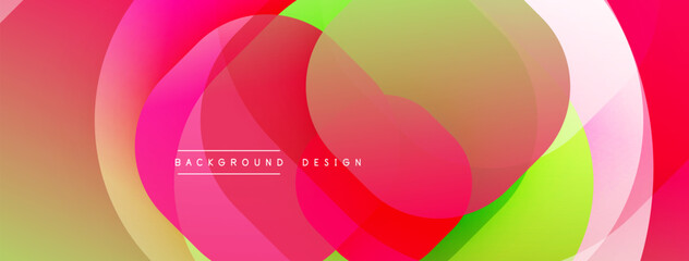 Leinwandbilder - Abstract vibrant layers create flowing shapes. Pink, green, red hues blend seamlessly. Modern design element for backgrounds.