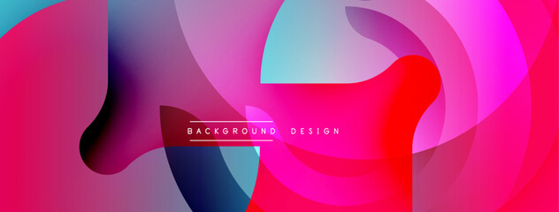 Poster - Abstract fluid shapes, vibrant colors blend. Pink, blue, purple gradients create dynamic composition. Modern design element for backgrounds.