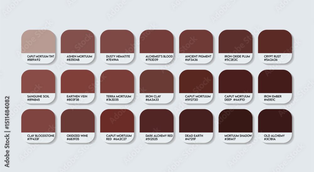Classic Caput Mortuum Color Palette. Dark grayish maroon Tones Swatch ...