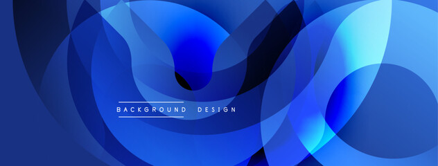 Aufkleber - Abstract blue design. Overlapping shapes create dynamic flow, modern aesthetic. Smooth gradients, vibrant colors. Background element for digital projects.