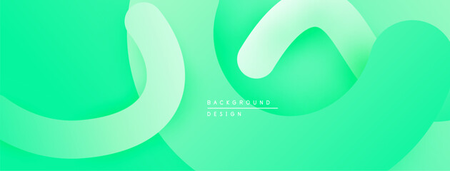 Aufkleber - Abstract green waves overlap, creating smooth gradients. Minimalist design suggests fluidity, movement, modern aesthetic. Background features text.
