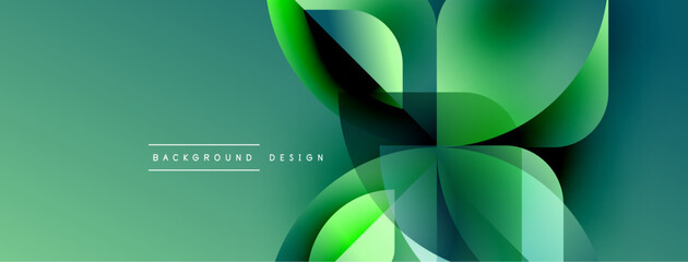 Poster - Abstract green design. Overlapping shapes create dynamic visual effect. Modern gradient background suitable for presentations, banners.