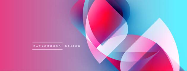 Aufkleber - Abstract gradient background. Overlapping shapes create dynamic visual effect. Pink, blue hues dominate composition. Modern design element.
